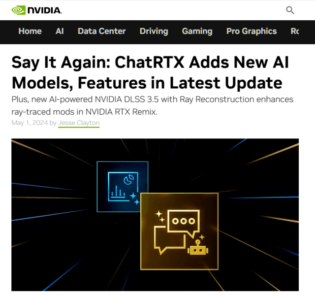 英伟达ChatRTX 0.3版本更新：能图片搜索了！