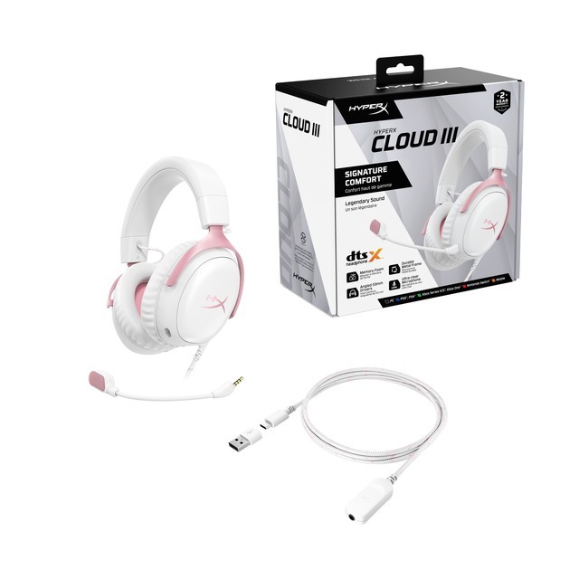 HyperX全新推出Cloud III (Pink)飓风3游戏耳机(雾光粉)