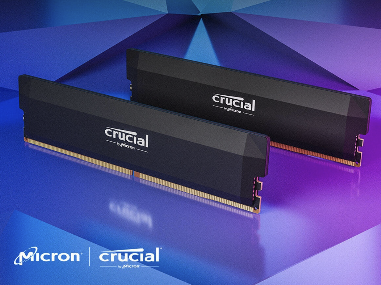 美光推出6,400MT/s的Crucial DDR5 Pro超频电竞内存，延续低调无发光的折纸造型铝散热器